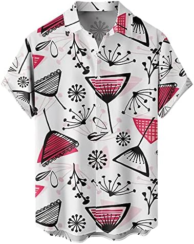 Camisas tropicais de verão masculinas botão de manga curta casual para baixo, camisas de flores havaianas luau para homens