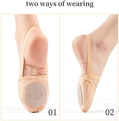 Sapatos Sangeson Half Sole Dance - Sapatos de piruetos de tela elástica para balé, lírico, moderno, dança de jazz e contemporânea