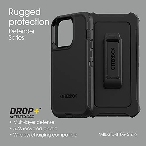 OtterBox iPhone 13 Pro Defender Series Case - preto, robusto e durável, com proteção por porta, inclui clipe de coldre