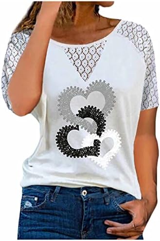 Camiseta da blusa para meninas outono no verão de manga curta flexível 2023 Roupas Crewneck Lace Graphic Lounge camiseta 5D