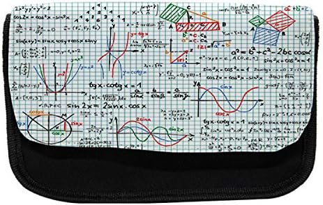 Caixa de lápis da sala de matemática lunarável, tema de álgebra, bolsa de lápis de caneta com zíper duplo, 8,5 x