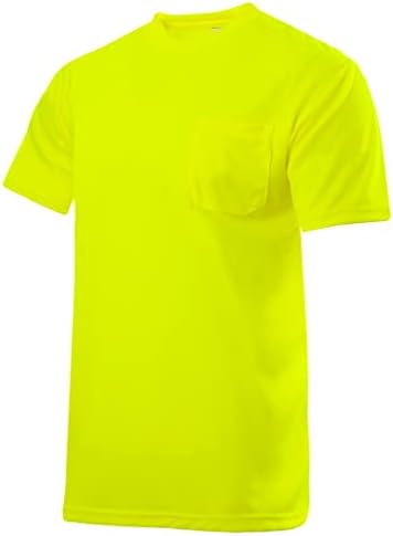 Jorestech Segurança Alta visibilidade laranja ou amarelo Manga curta Camise de trabalho com bolso no peito, tecido de wicking