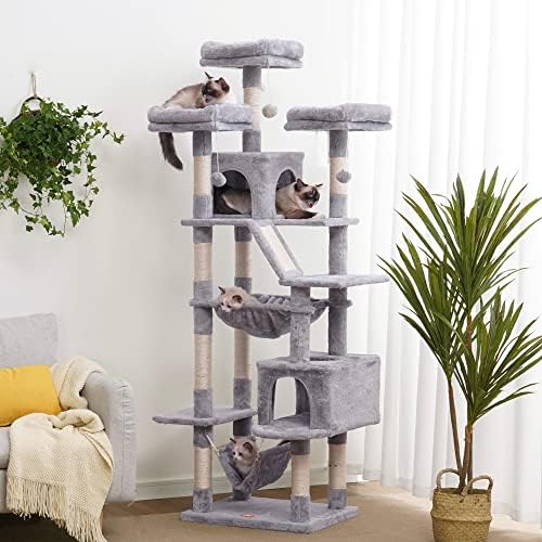 Heybly Cat Tree 73 polegadas xxl grande torre de gatos para gatos internos, condomínio de móveis de gato de vários níveis