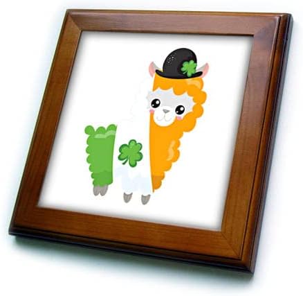 Ilustração 3drose Irish Flag Colored St Patricks Day Llama - ladrilhos emoldurados