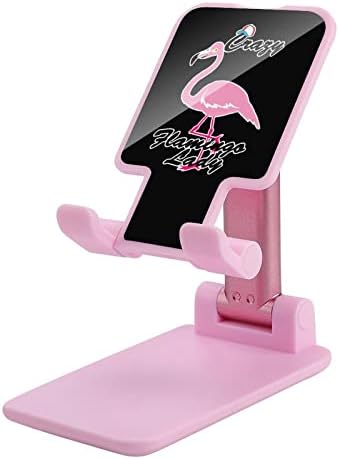 Crazy Flamingo Lady Impresso a mesa dobrável do telefone celular Acessórios ajustáveis ​​para mesa para o escritório