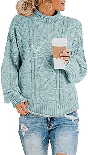 Twgone suéteres para mulheres Turtleneck de manga longa casual Sweaters de túnica de malha de malha