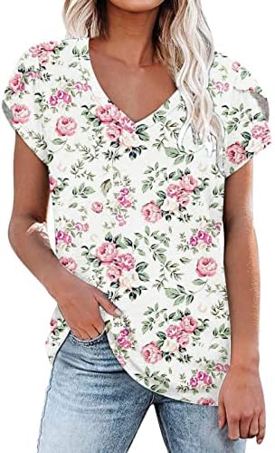 Zdfer fofo tops de verão para mulheres, camisetas casuais de manga curta feminina Top Tops Tops de túnica de decote solto de decote