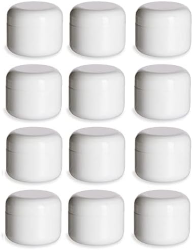 12 brancos de 2,5 oz de plástico Creme de parede dupla Creme de cúpula vazia Capinha de recipientes