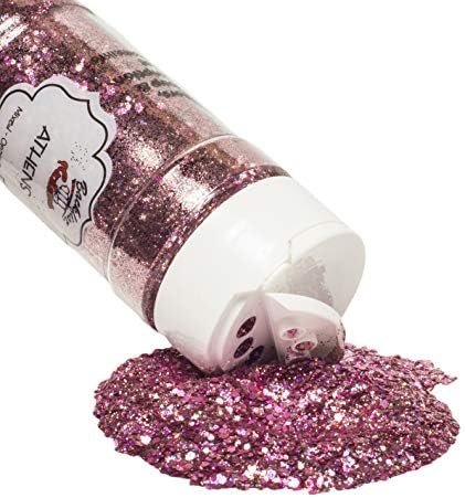 ADEMES DE BEQUIMENTO GLITTER ATHENS ATENS POLUKY Pink Premium Polyster Glitter Multi -Fins Dust Poust Power 4oz para uso com Tumblers Slime Arts & Crafts Wine Glass Decoration Weddings Cards