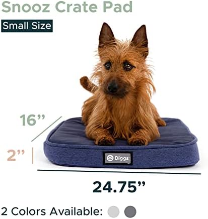 Diggs Snooz Grey Dog Bed I Memory Foam Puppy Bed I Ortopedic Dog Bed I Greatly to For Revol Dog Crate I Crate Pad tem cobertura removível para limpeza I Pequena