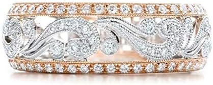 Anel de noiva de Balakie Casamento, Luxury Mosaic Diamonds Round Cutout Flor Flor Hollow Ladies Jóias Presente, 7