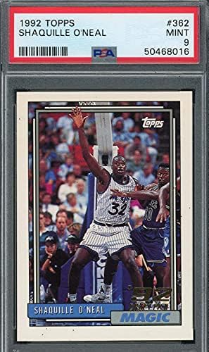 Shaquille O'Neal 1992 Topps Basketball Rookie Card 362 PSA classificado 9