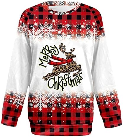 Akollsppnsy Crewneck Sworkshirts for Women Christmas Print Boat Condado Camisetas de outono largo para mulheres 2022 Trendy