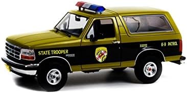ModelToycars Diecast Car W/Exibir - 1996 Ford Bronco Maryland State Police, Green/Black - Greenlight 19113 - 1/18 Carro Diecast de