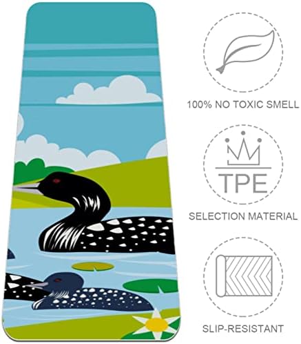 Sdlkfreli 6mm de tapete de ioga extra grosso, família de pássaros Loon no lago Print Print Eco-Friendly TPE Exercício tape