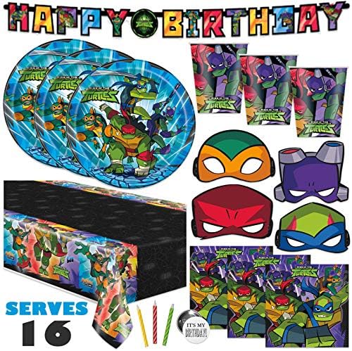 Ninja Turtle Birthday Party Supplies, Teenage Mutant Ninja Turtle Party Supplies for Tmnt Party, serve 16 convidados, para meninos e meninas, com cobertura de mesa, decoração de banner, pratos e muito mais