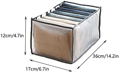 Organizador de roupas de guarda -roupa, 7 grades dobrando roupas de gaveta de malha de malha calças calças jeans camisetas caixas de armazenamento de compartimento de compartimento de caixa de armazenamento de roupas de armazenamento