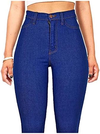 Andongnywell Women High Rise Strety Jean Troushers Caustra High Slim Fit calça jeans Leggings com bolsos com zíper