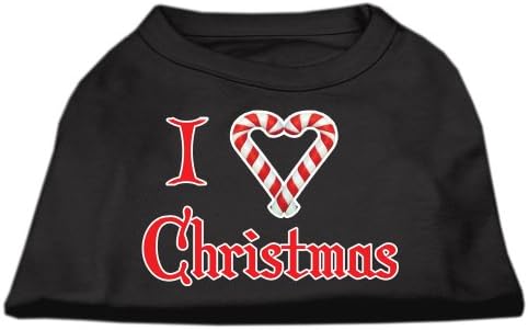 I Heart Christmas Scrprint Dog Camisa preta xxxl