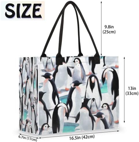 Bolsa de pinguins fofos para mulheres bolsas de viagem reutilizável bolsa de compras utilidade para trabalho saco de praia de compras