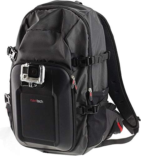 Backpack da câmera de ação da Navitech e kit de combinação de acessórios 50 em 1 com tira de tórax integrada-compatível com a câmera de ação 4K Devetop 4K