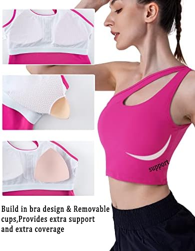 JKBOO One ombro Sports Sport para mulheres, Suporte médio Suporte LONGLINE YOGA BRAS TOPS TAMPAS DE TRANSPORTE RUINDAS DE RUNDO