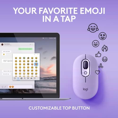 Mouse Pop Logitech, mouse sem fio com emojis personalizáveis, tecnologia SilentTouch, rolagem de precisão/velocidade, design