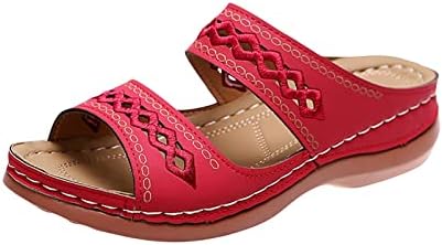 Slipper feminino Slipper Double Strap não desliza lâminas vintage sandálias casuais de verão arco de suporte slides de cunha