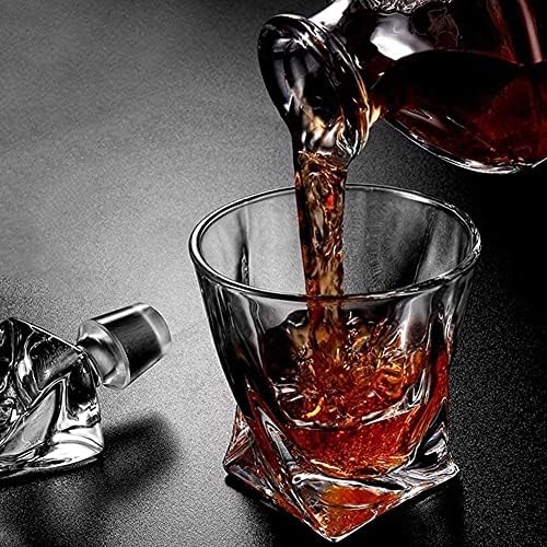 Whisky Decanter Wine Decanter premium de decantador de uísque conjunto de 4 copos sofisticados para uísque, bourbon, rum em uma caixa