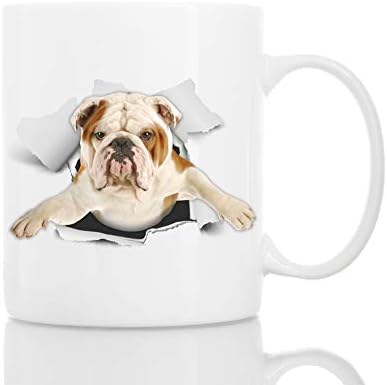 Caneca de Bulldog British British - Caneca de café engraçado de cerâmica - Presente de amante de cachorro perfeito - Presente de café fofo de novidade - ótimo aniversário ou surpresa de Natal para amigo ou colega de trabalho, homens e mulheres