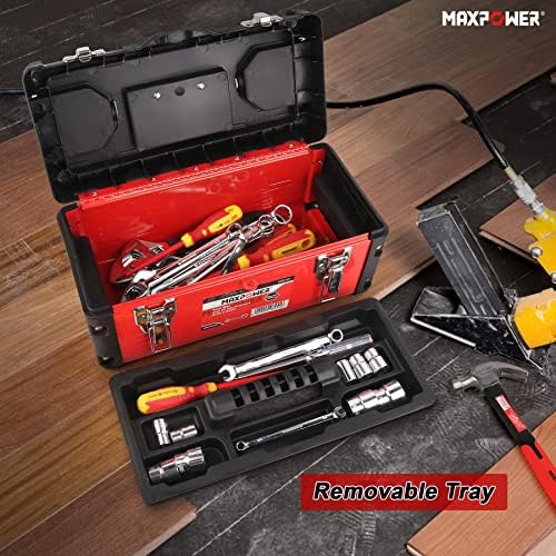 MaxPower Metal Tool Box 17 polegadas e alicates da bomba de água, pacote de 3