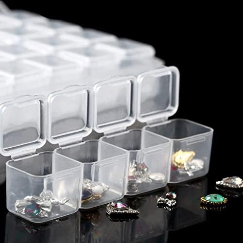 Contêiner de pintura de diamante de plástico com 28 slots, organizador de contas de caixa de armazenamento transparente para fabricação
