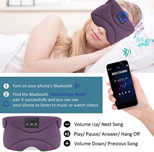 Máscara de sono com fones de ouvido Bluetooth 24 ruído branco, alto-falante de alto-falante fino da máscara de olho bluetooth, fones