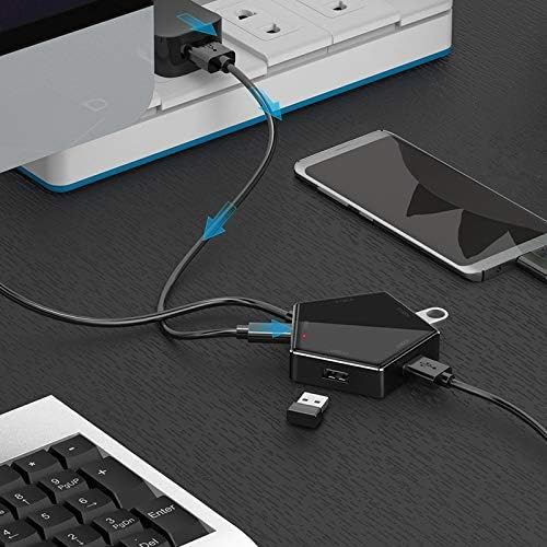 LMMDDP Hub USB ， Quatro cubo USB 3.0 com micro orifício de energia externa High Speed ​​Four Port Splitter