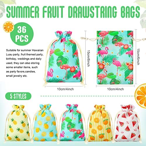 Coume 36 PCs Luau Gift Bags Hawaiian Fruit Party Favor Bags Sacos de presente de abacax