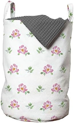 Bolsa de lavanderia de flores aquarela de Ambesonne, Plumeria Pastelia Ramos românticos Floras de verão surradas,