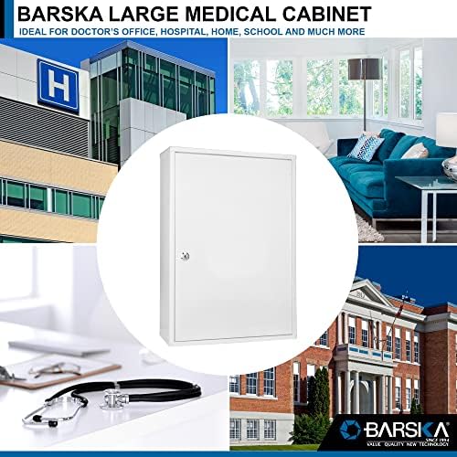 Barska -chave Montagem de parede Montagem de segurança Apagação de imãs de segurança, prateleira, adesivos gabinete médico, branco