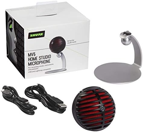 Microfone de condensador digital Shure MV5 com cardioide - plug -and -play com iOS, Mac, PC, controle na tela com aplicativo de áudio