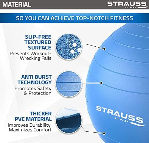 Strauss Anti Burst Gym Ball com bomba, 65 cm,