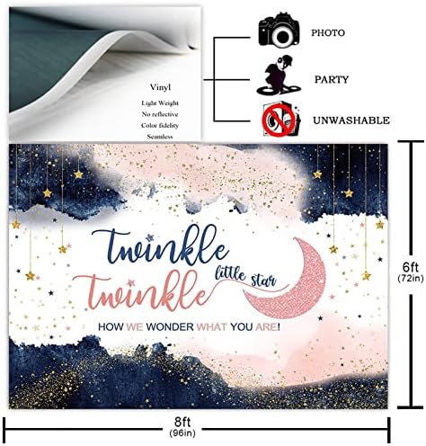 Avezano marinho azul blush rosa gênero revelações de gênero de pano de fundo Twinkle Twinkle Little Star Party Party Photografia Background