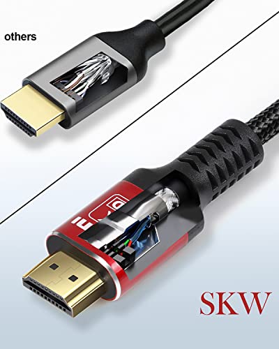 SKW 8K HDMI 2,1 Cabo de 6,6 pés, 48 ​​Gbps Ultra de alta velocidade HDMI Cabo trançado, suporta 8k@60Hz, 4K@120Hz 144Hz,