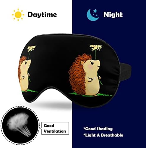 Máscara de sono de ouriço de desenho animado tampas de máscara de olho macias e vendidas com cinta ajustável para homens mulheres