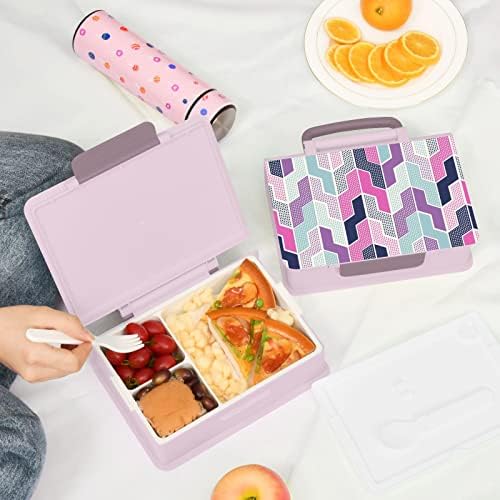 SUABO colorido listras geométricas caixas de bento para adultos/crianças lancheira à prova de vazamentos Recipientes de almoço