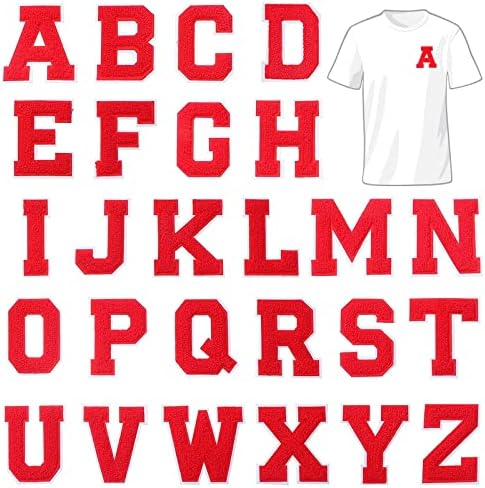 26 PCs 3,07 polegadas A-Z Ferro em remendos de letras, Reparação decorativa Costura bordada em apliques para camisetas