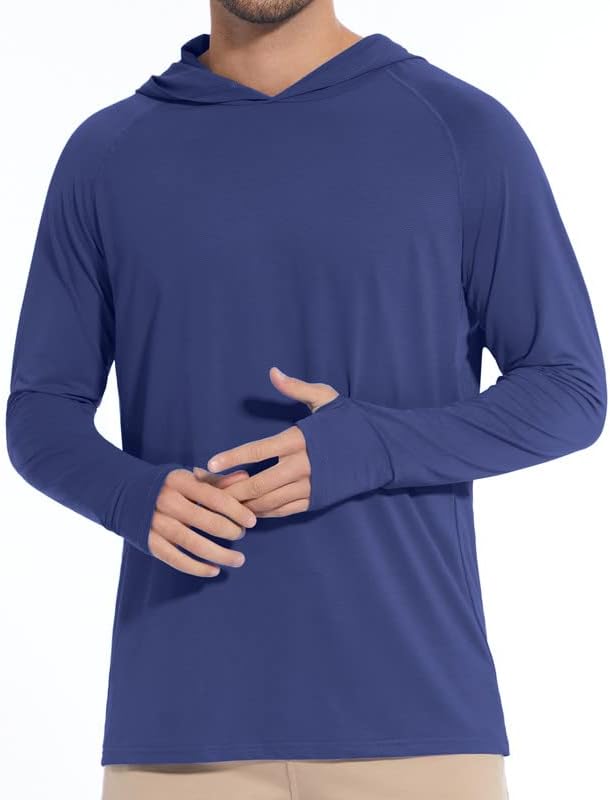 Uumiaer upf 50+ Sun Protection Capuz Camisa de manga comprida Guarda precipitada para homens camisa leve