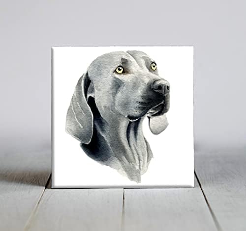 Weimaraner Tradicional Aquarela Dog Arte Tile Decorativa