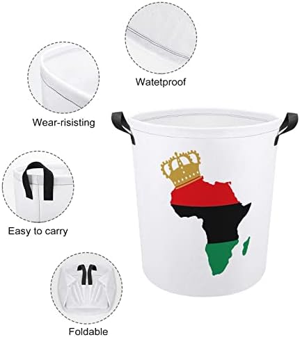 Cesta de lavanderia do orgulho pan africano com alças em torno de lavanderia cesta de armazenamento de lavanderia dobrável para