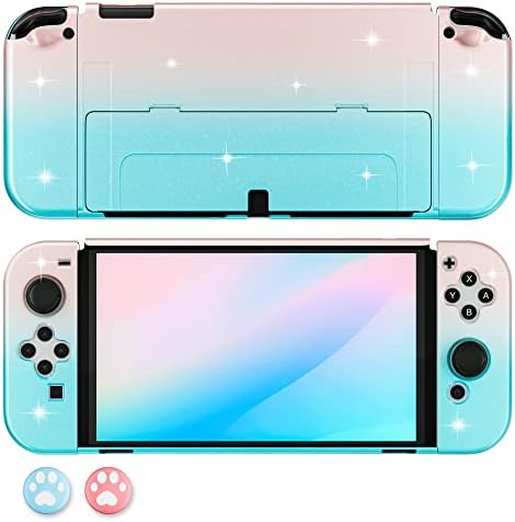 Case de capa de glitter fundiário para Nintendo Switch OLED com design de gradiente, estojo de protetor de proteção contra protetora