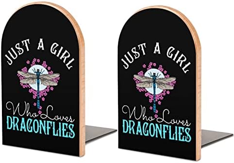 Girl Love Dragonfly Wood Books -suports de livros pesados ​​para prateleiras Livros decorativos