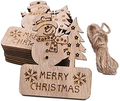 Pingente de Natal de Walbest 10pcs Hollow Out Natal Tree Snowman pingents de madeira pendurada Ornamento
